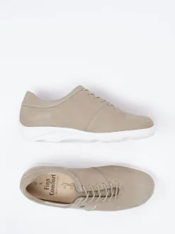 Finn Comfort – Komfort-Schnürschuh aus Nubukleder Beige