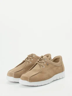 Finn Comfort – Komfort-Schnürschuh aus Veloursleder beige