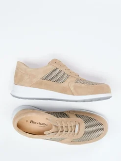 Finn Comfort – Komfort-Sneaker aus Veloursleder beige