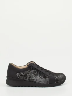 Finn Comfort – Komfort-Sneaker aus geprägtem Leder schwarz
