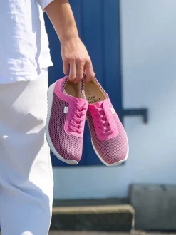 Finn Comfort – Komfort-Sneaker aus Mesh und Nubukleder Pink