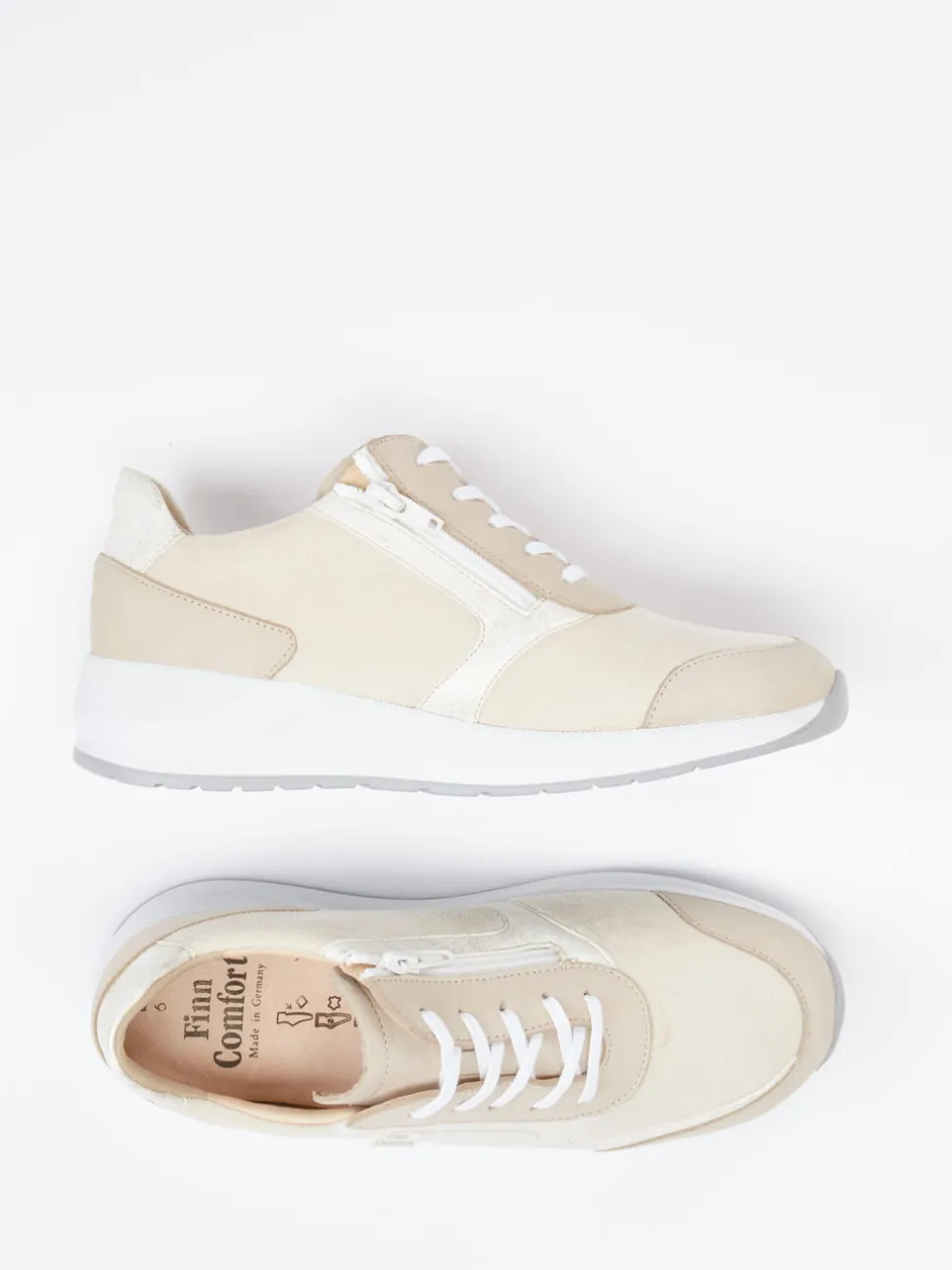 Finn Comfort – Komfort-Sneaker aus Veloursleder Beige