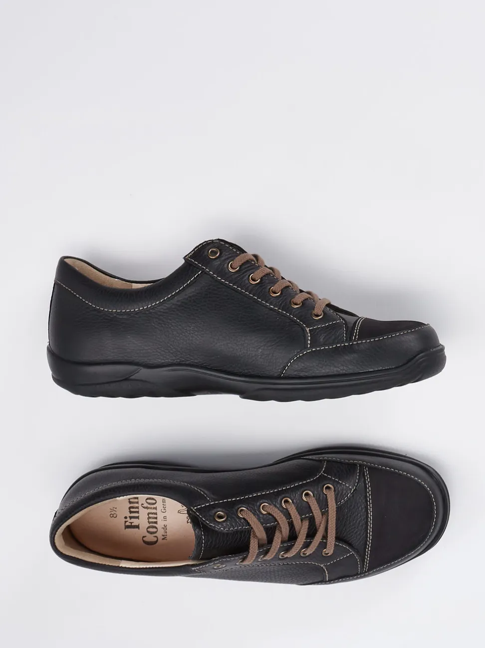 Finn Comfort – Komfort-Sneaker aus Kalbleder Dunkelbraun