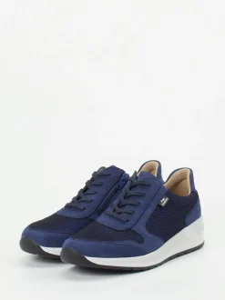 Finn Comfort – Komfort-Sneaker aus Stretchleder Marineblau