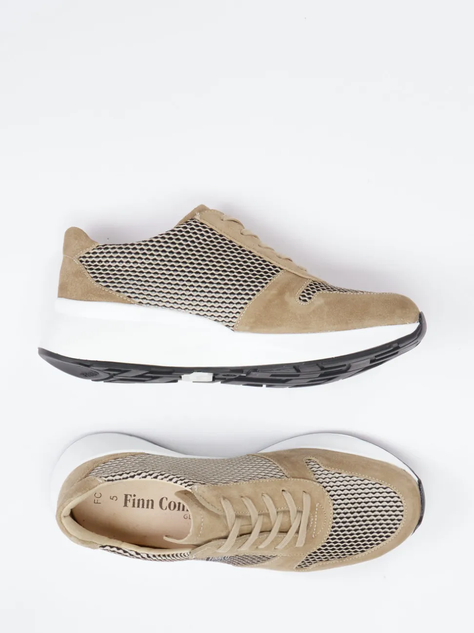 Finn Comfort – Komfort-Sneaker aus Veloursleder beige