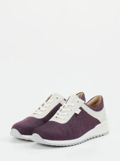 Finn Comfort – Komfort-Sneaker aus Mesh und Nubukleder pflaume