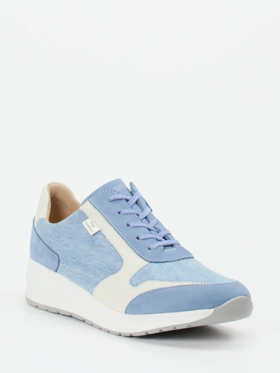 Finn Comfort – Komfort-Sneaker aus Textil und Veloursleder hellblau