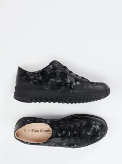 Finn Comfort – Komfort-Sneaker aus geprägtem Leder Schwarz