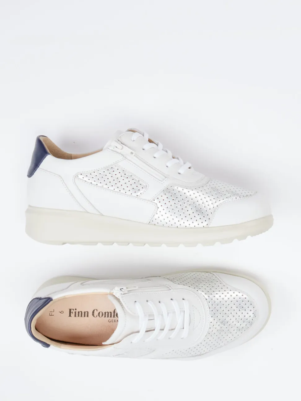 Finn Comfort – Komfort-Sneaker aus Glattleder Offwhite