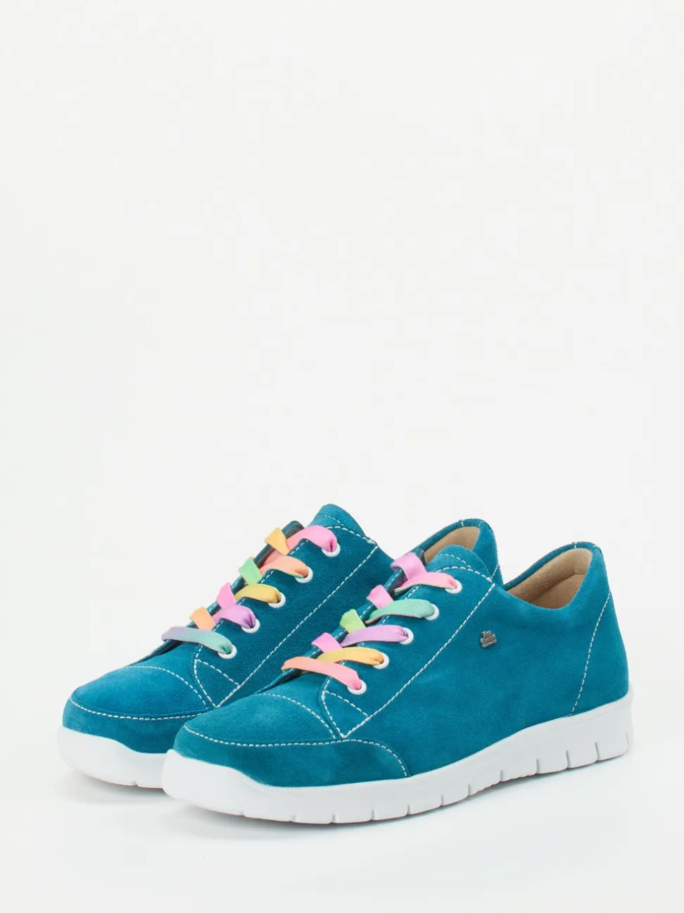 Finn Comfort – Komfort-Sneaker aus Veloursleder petrolblau