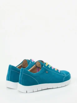 Finn Comfort – Komfort-Sneaker aus Veloursleder petrolblau