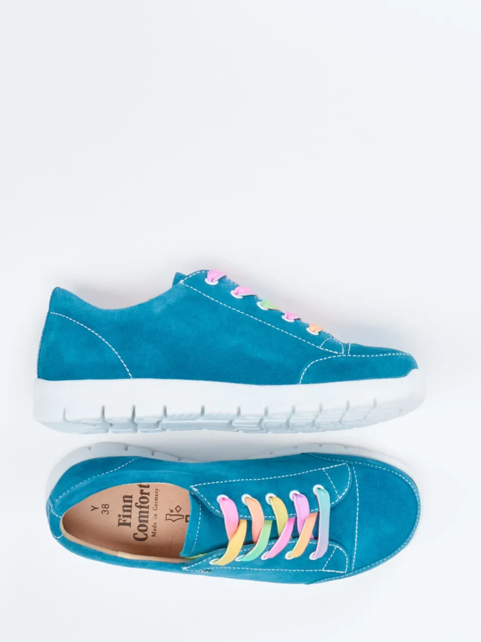 Finn Comfort – Komfort-Sneaker aus Veloursleder petrolblau