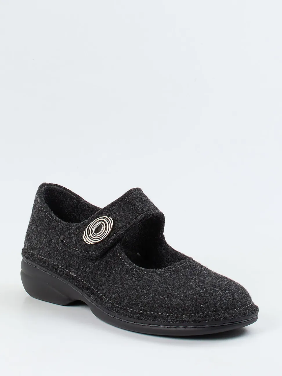 Finn Comfort – Mary-Jane-Hausschuh aus Wollfilz anthrazit