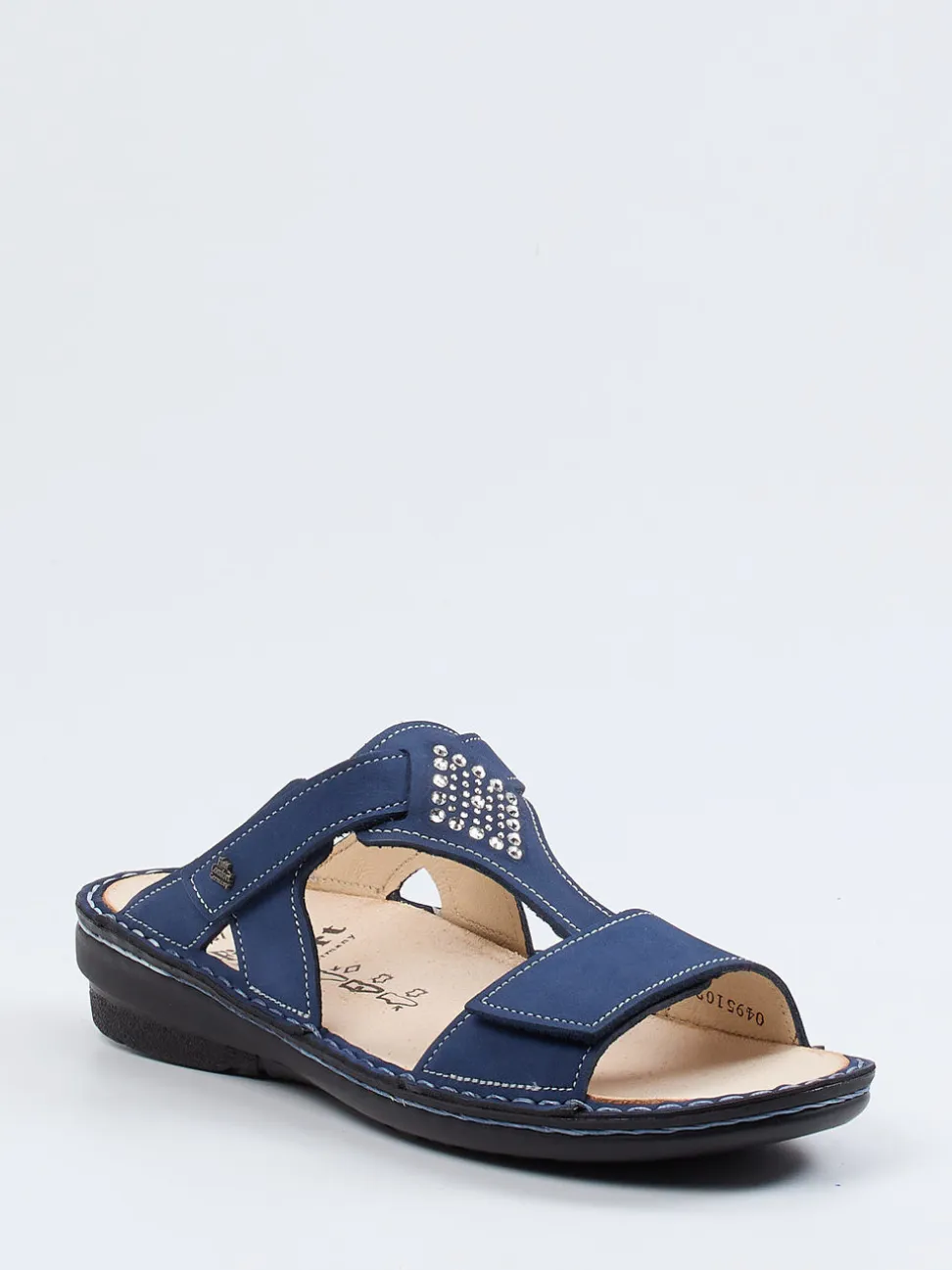 Finn Comfort – Pantolette aus Nubukleder in Blau