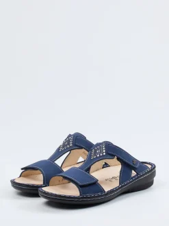 Finn Comfort – Pantolette aus Nubukleder in Blau