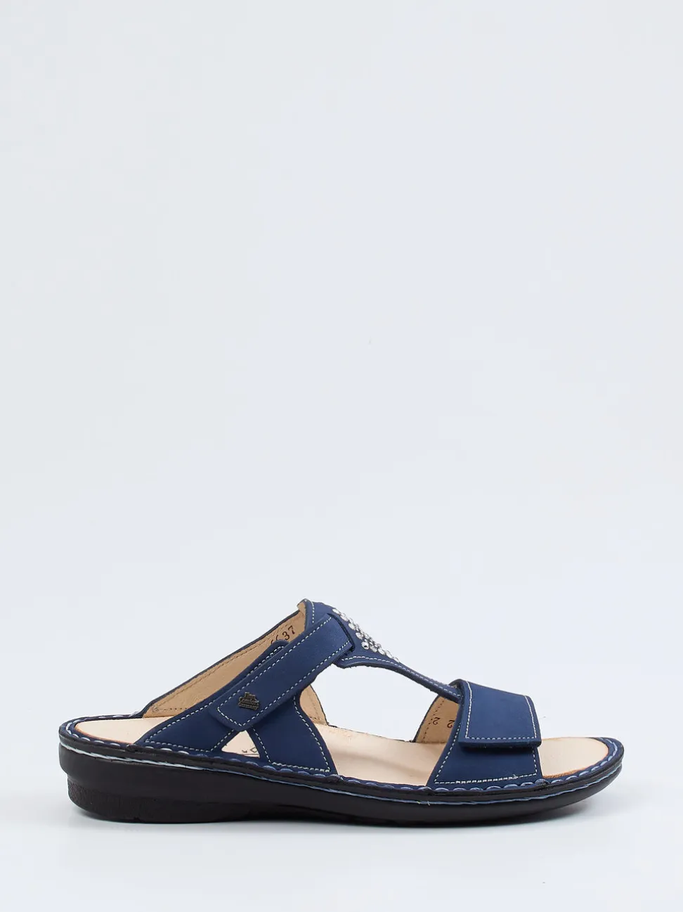 Finn Comfort – Pantolette aus Nubukleder in Blau