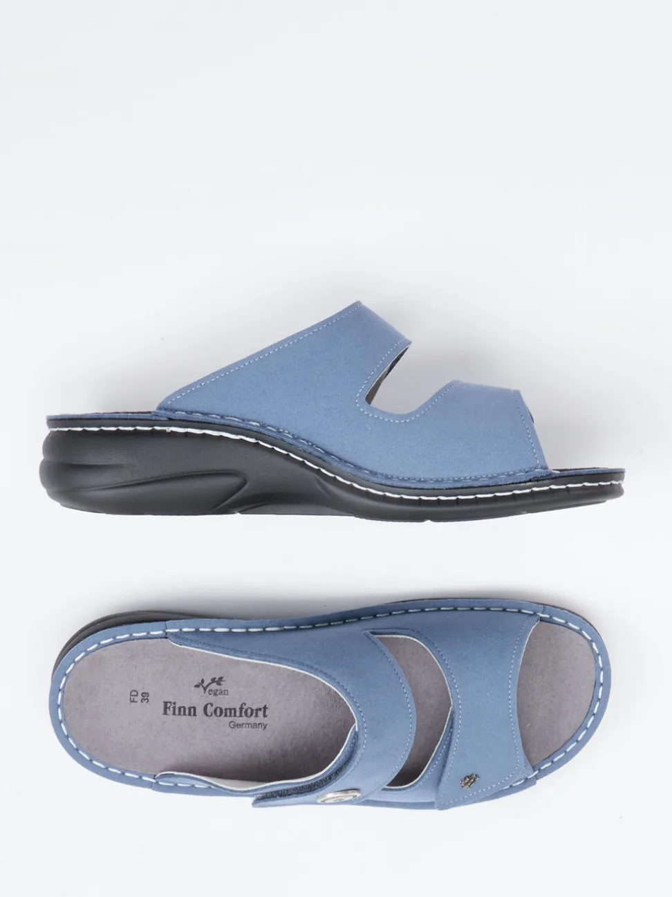Finn Comfort – Pantolette aus veganem Mikrofaser-Material jeansblau