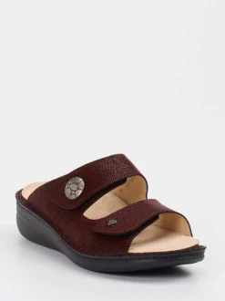 Finn Comfort – Pantolette aus geprägtem Leder bordeaux
