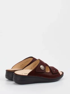 Finn Comfort – Pantolette aus geprägtem Leder bordeaux