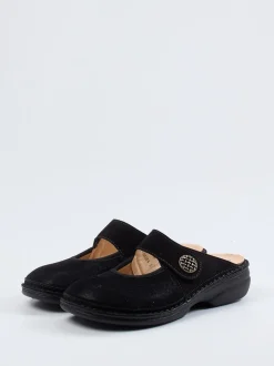 Finn Comfort – Pantolette aus Nubukleder Schwarz