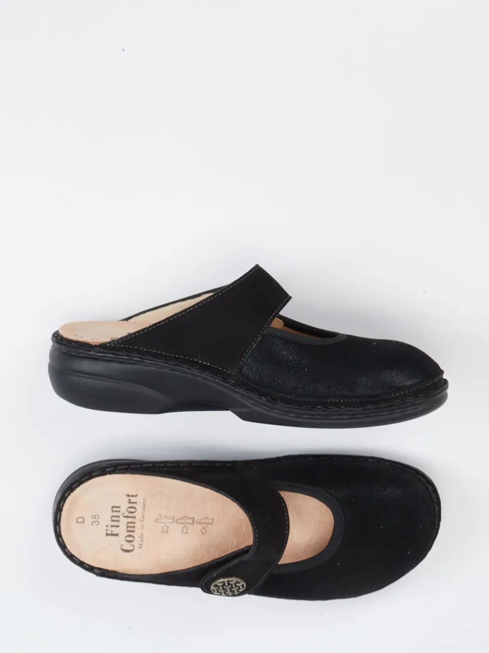 Finn Comfort – Pantolette aus Nubukleder Schwarz