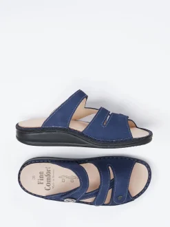 Finn Comfort – Pantolette aus Nubukleder marineblau