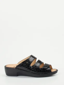Finn Comfort – Pantolette aus Reptilleder schwarz