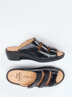 Finn Comfort – Pantolette aus Reptilleder schwarz