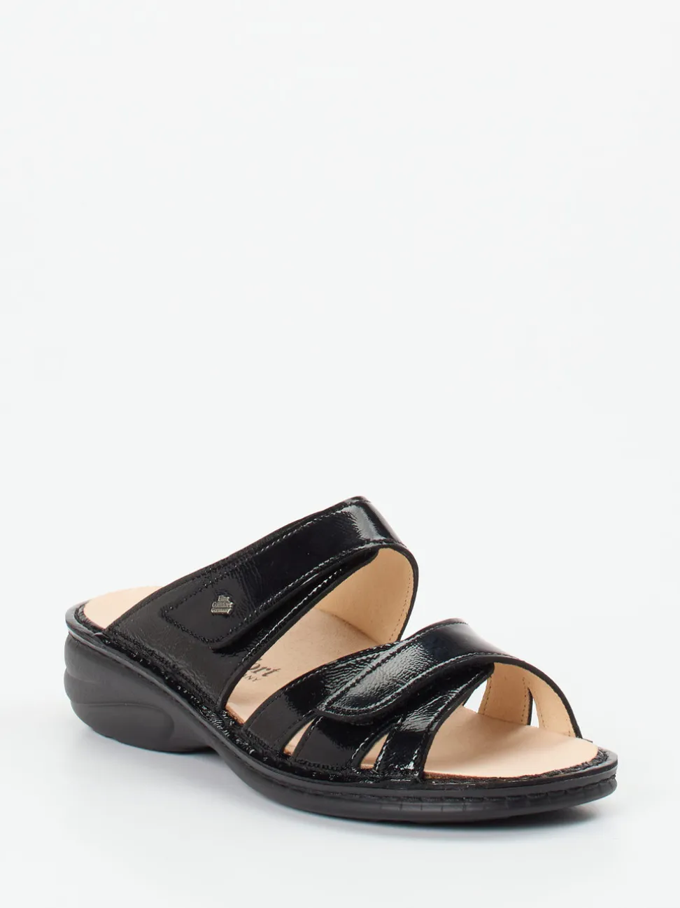 Finn Comfort – Pantolette aus Lackleder schwarz