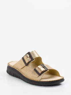 Finn Comfort – Pantolette aus Metallicleder goldfarben