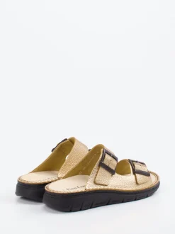 Finn Comfort – Pantolette aus Metallicleder goldfarben