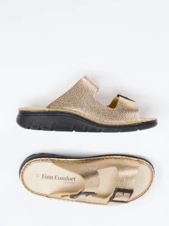Finn Comfort – Pantolette aus Metallicleder goldfarben