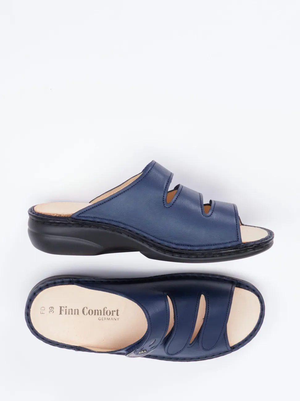 Finn Comfort – Pantolette aus Kalbleder Dunkelblau