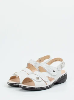 Finn Comfort – Sandale aus geprägtem Leder Weiß