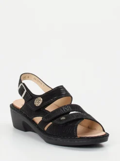 Finn Comfort – Sandalen aus geprägtem Leder Schwarz