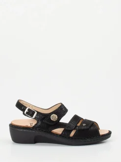Finn Comfort – Sandalen aus geprägtem Leder Schwarz