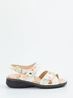 Finn Comfort – Sandalen aus geprägtem Leder floral