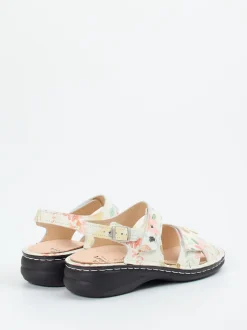 Finn Comfort – Sandalen aus geprägtem Leder floral