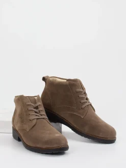 Finn Comfort – Schnürboots aus Veloursleder taupe