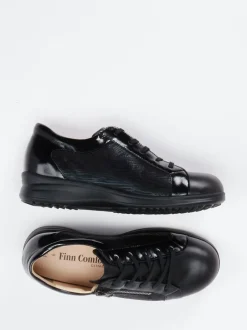 Finn Comfort – Schnürschuh aus Lackleder Schwarz