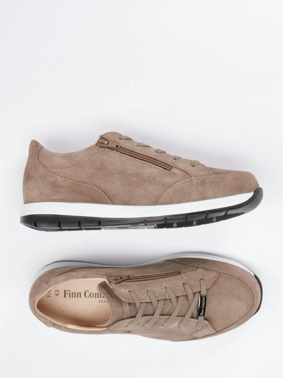 Finn Comfort – Schnürschuh aus Veloursleder taupe