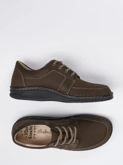 Finn Comfort – Schnürschuh aus Nubukleder mittelbraun
