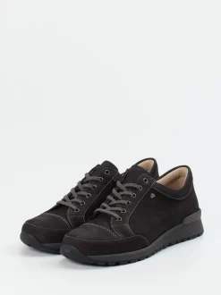 Finn Comfort – Schnürschuhe aus Nubukleder in Anthrazit