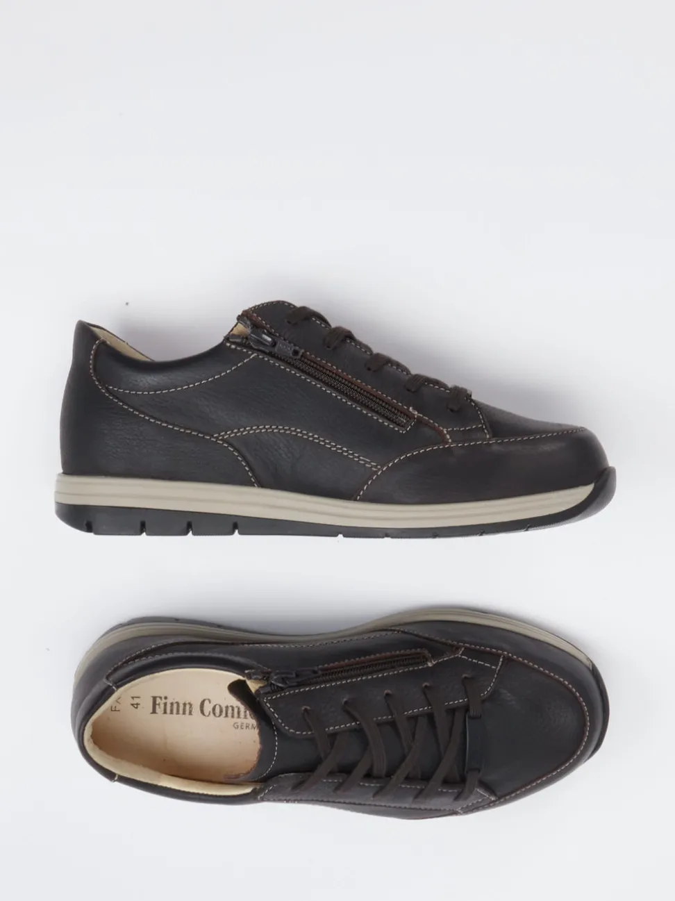 Finn Comfort – Schnürschuhe aus Nubukleder Dunkelbraun