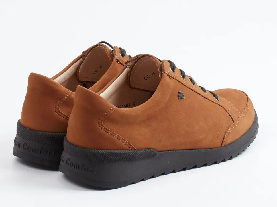 Finn Comfort – Schnürschuhe aus Nubukleder cognacbraun