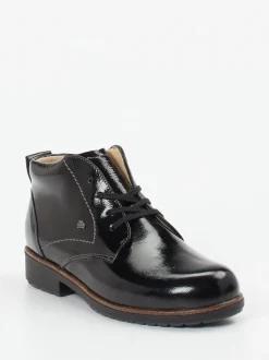 Finn Comfort – Schnürstiefelette aus Lackleder schwarz