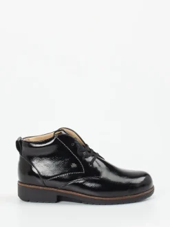 Finn Comfort – Schnürstiefelette aus Lackleder schwarz