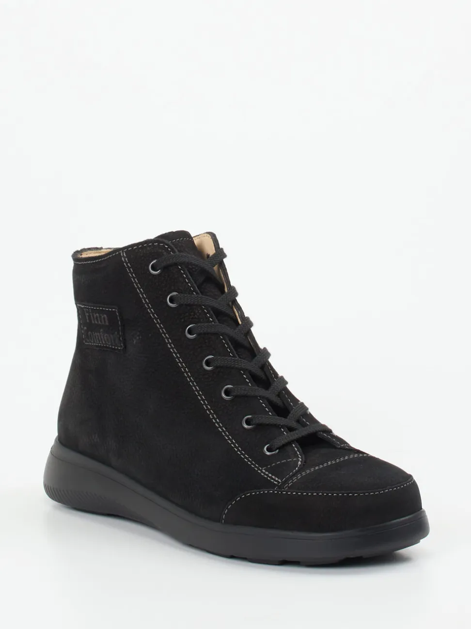 Finn Comfort – Schnürstiefelette aus Nubukleder schwarz