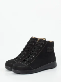 Finn Comfort – Schnürstiefelette aus Nubukleder schwarz