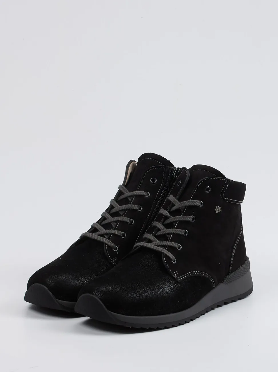 Finn Comfort – Schnürstiefelette aus Nubukleder schwarz